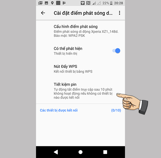 Vào tiết kiệm Pin